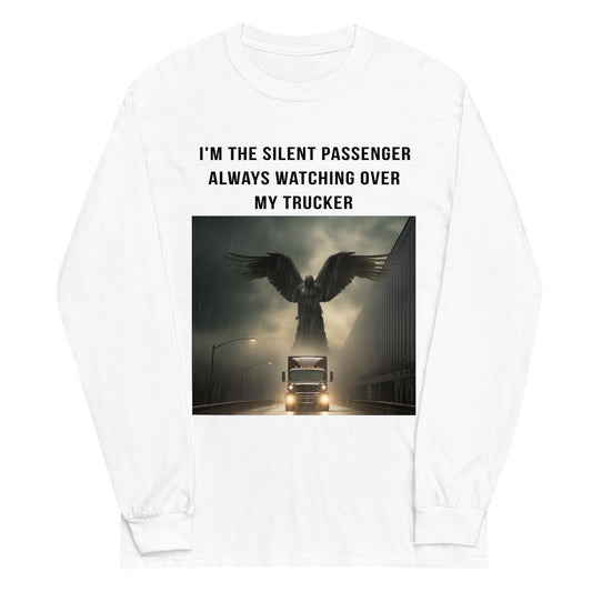 I'm the Silent Passenger White Long Sleeve Tee from The Best Trucking Shirts – Embrace silent strength in style with this enduring and sleek long sleeve